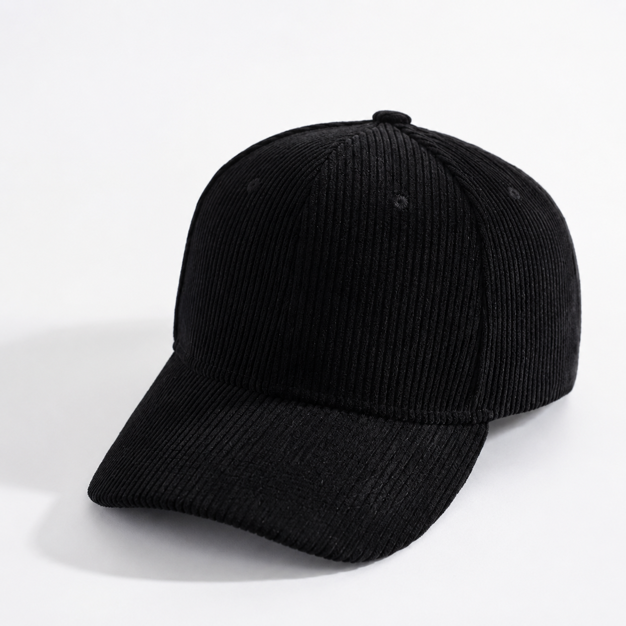 Black Corduroy Unisex Cotton Hat – Adjustable 6-Panel Dad Hat