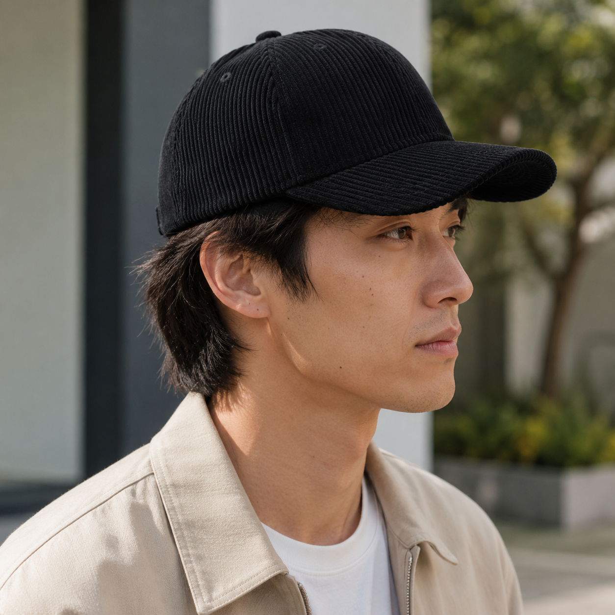 Black Corduroy Unisex Cotton Hat – Adjustable 6-Panel Dad Hat