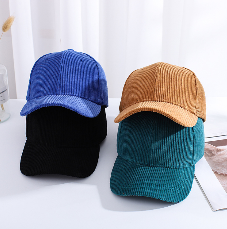 Black Corduroy Unisex Cotton Hat – Adjustable 6-Panel Dad Hat