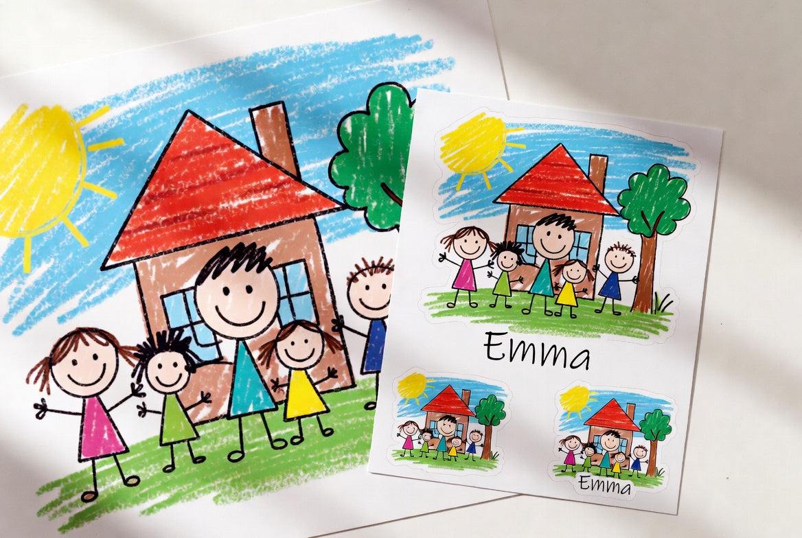 Kids Drawing Into Stickers