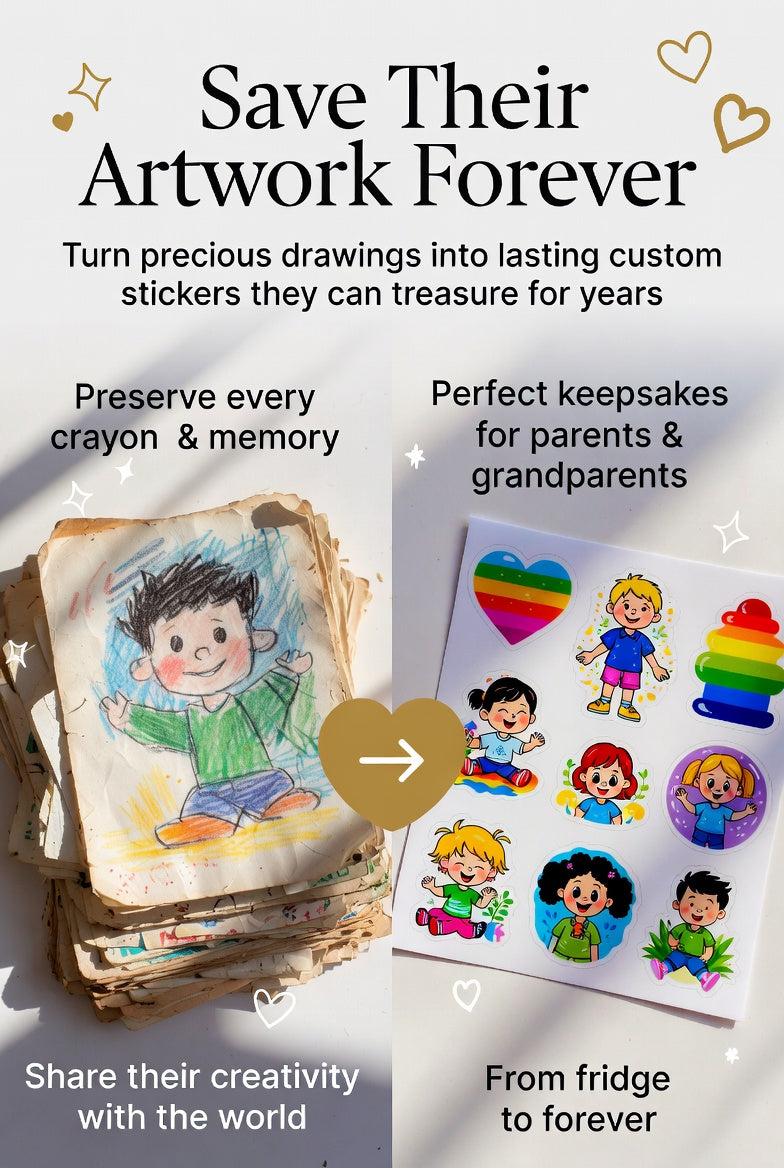 Kids Drawing Into Stickers